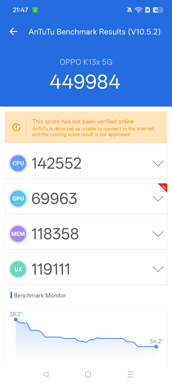 ओप्पो K13x 5G Benchmarks इमेजिस