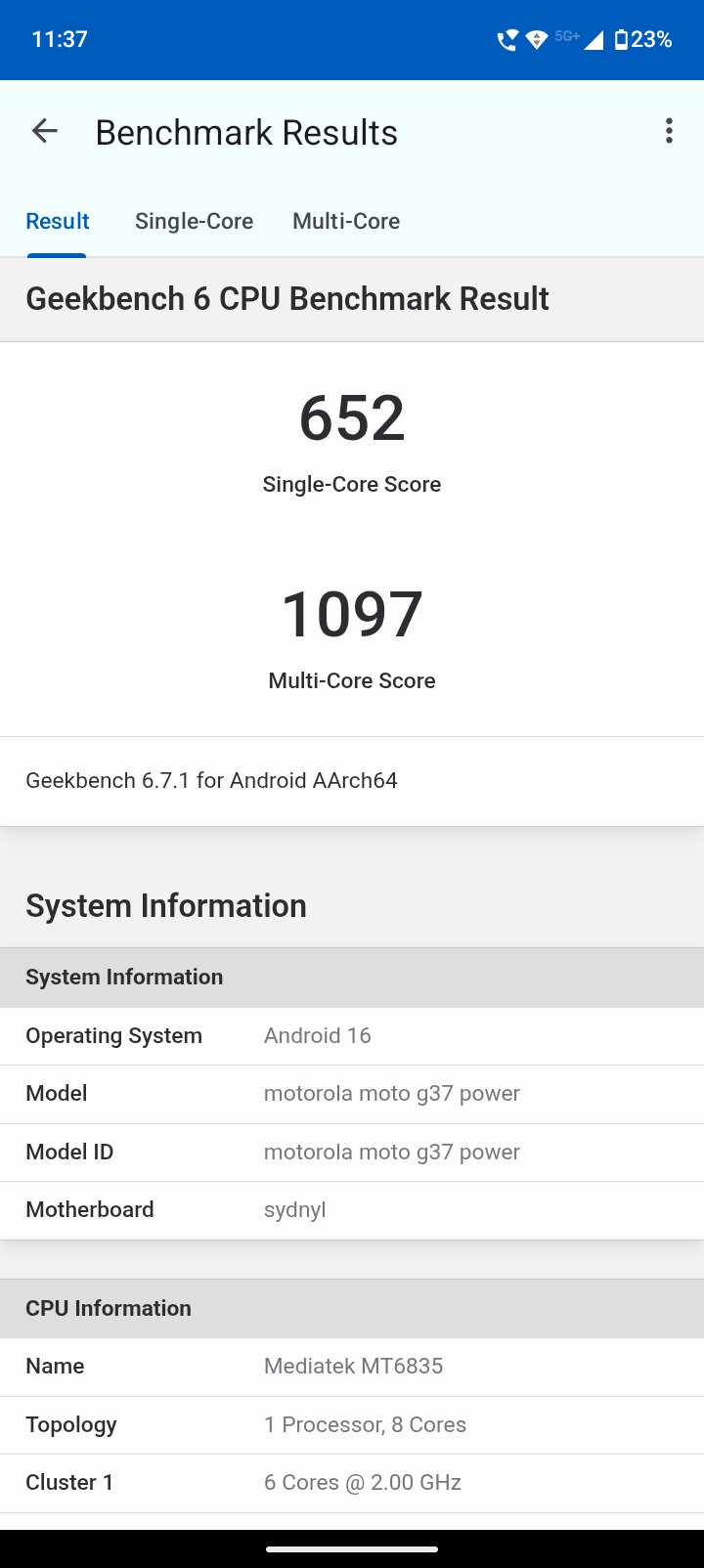 Moto G37 Power Benchmarks Images