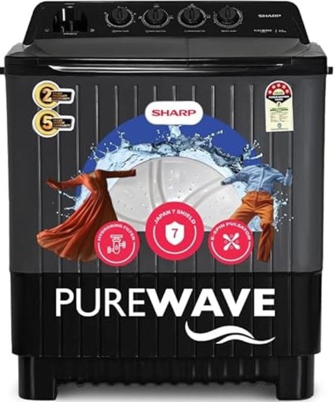 Sharp 7.5 kg Semi Automatic Top Load Washing Machine (ES-SD75NB-TS ...