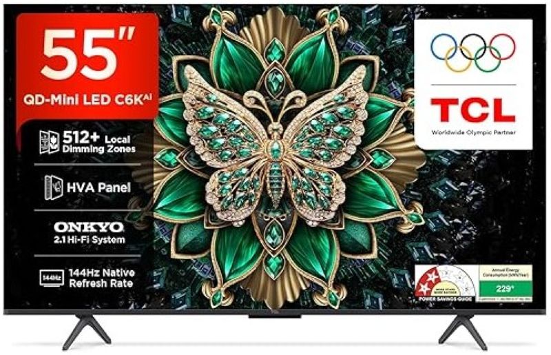 TCL 55 Inch QD Mini LED Ultra HD (4K) Smart TV (55C6K)