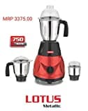 Bakeman Lotus 750W Mixer Grinder (Metallic, 3 Jar)