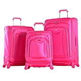 Olympia Luxe Spinner Luggage (Pink, Pack of 3)