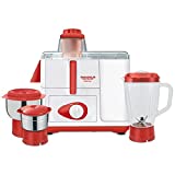 Maharaja Whiteline Maximo 550W Juicer Mixer Grinder (Red & White, 3 Jar)