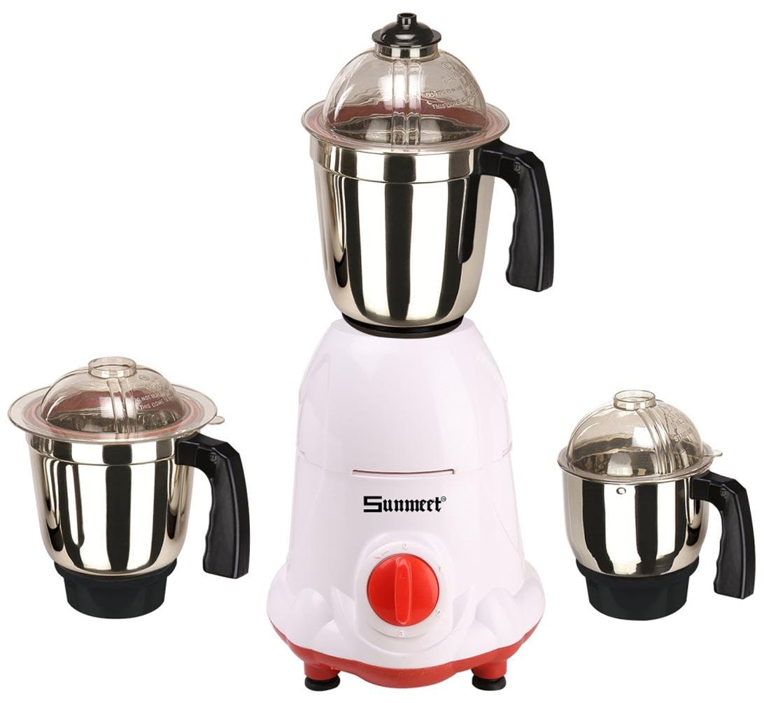 Sunmeet MG16-4 600W Mixer Grinder (White, 3 Jar)