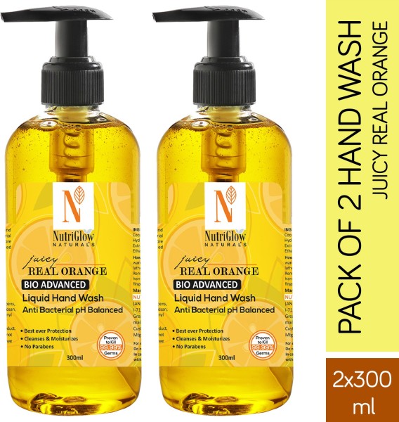 NutriGlow Naturals Juicy Real Orange Hand Wash (300ML, Pack of 2)
