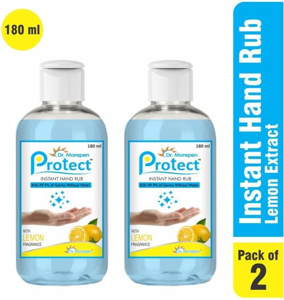 Dr. Morepen Protect Hand Rub Hand Wash (Lemon, 180ML, Pack of 2)