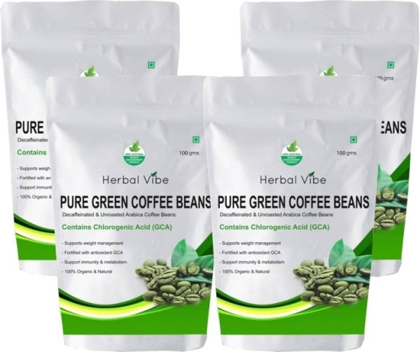 Herbal Vibe Pure Green Beans Powder Coffee (Green Coffee, 100GM, Pack of 4)