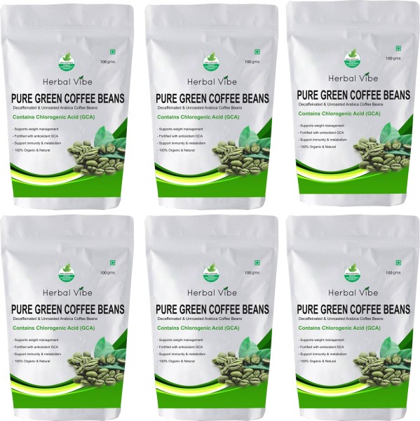 Herbal Vibe Pure Green Beans Powder Coffee (Green Coffee, 100GM, Pack of 6)
