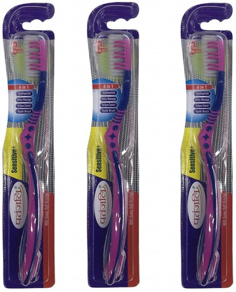 Patanjali Sensitive Plus 4-In-1 Tooth Brush (Pack of 3)