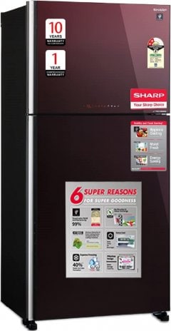 Sharp 613 L Frost Free Double Door 2 Star Refrigerator (SJGP60TMREC)