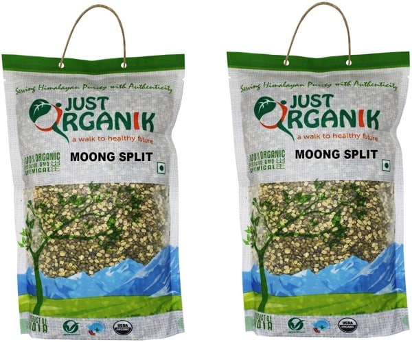 JUST ORGANIK Split Moong Dal (Green, 2KG)