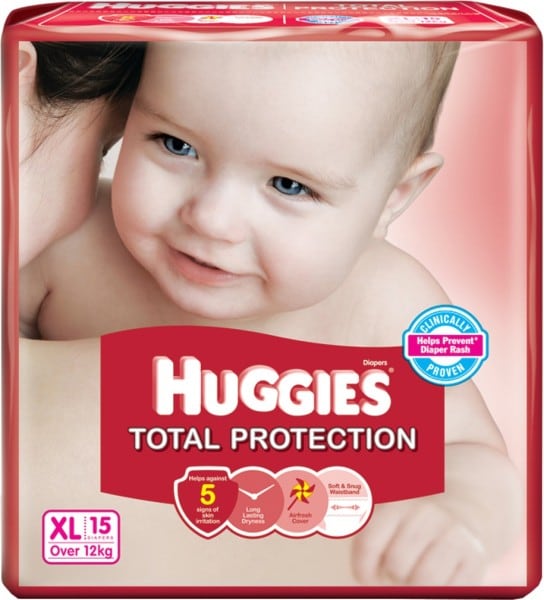 Huggies Total Protection Diapers (15 PCS, XL) Price in India