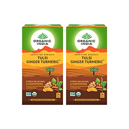 Organic India Tulsi Ginger Turmeric Tea (50GM, Pack of 2, 25 Pieces