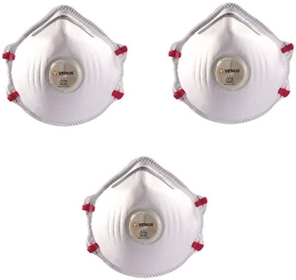 Venus V-20V Dust Protection Anti Pollution Mask (White, Pack of 3)