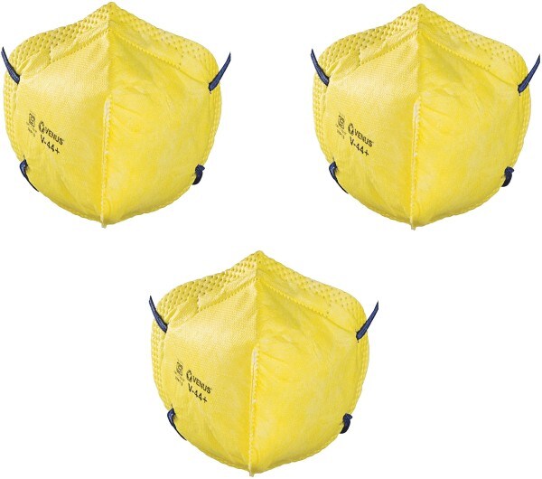 Venus V44+ FFP1 Dust Protection Anti Pollution Mask (Yellow, Pack of 3)