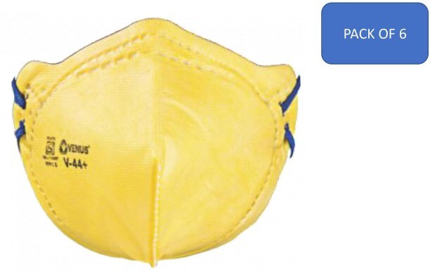 Venus V44+ FFP1 Dust Protection Anti Pollution Mask (Yellow, Pack of 6)